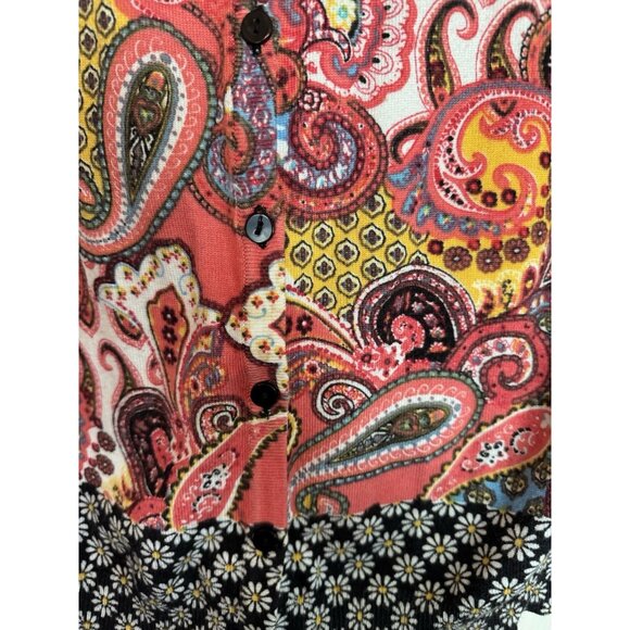 Joseph A Banks Womens Boho Paisley Daisies Cardigan XL - Picture 5 of 10